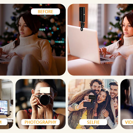 LED Selfie Light 120 LED 3000Mah Rechargeable Phone Light Clip 3 Light Modes Ring Light for Phone iPad Camera Laptop Selfie