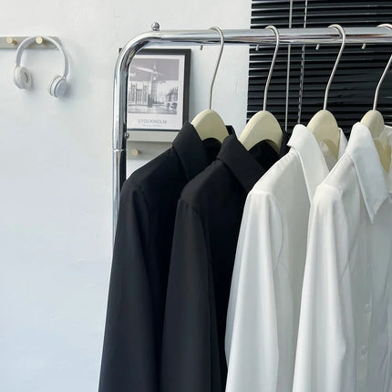 White Shirt Women Tops Korean Long Sleeve Blouses Lace Up Button Up Shirt Office Lady Black Fashion Slim Turn-Down Collar Blouse