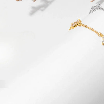925 Silver Plated Cz Four-leaf Flower Bracelet for Women Girl Cute Dainty Adjustable Link Chain Bracelet Trend 18k Gold Jewelry