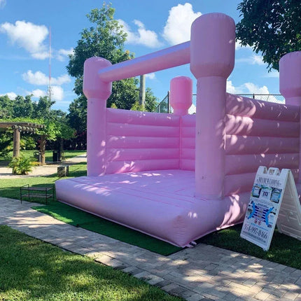 Commercial Pastle Pink Bounce house Moonwalk jumping House Inflatable Jumper White Bouncy Castle Bouncer For Kids Party