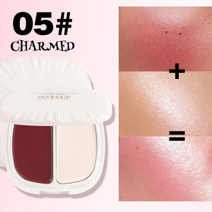 2 In 1 Dream Blush Highlighter Palette Natural Glow Face Contour Long Lasting Luminous Finish Healthy Radiance Duo