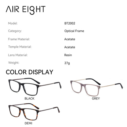 AIR EIGHT Modish Acetate Rectangle Prescription Glasses For Men Blue Light Progressive Multifocal Lenses Photochromic Eyeglasses