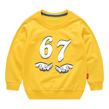 67 Six Seven Funny Digital Print Sweatshirt For Boys Girls 3-12Years Kids Cartoon Sports Hoodie Caual long Sleeve Tshirt