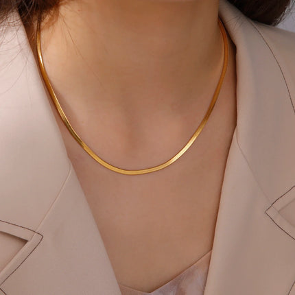 Skyrim Stainless Steel Gold Color Chain Necklace Women Minimalist Cuban Paperclip Twisted Snake Chain Fashion Jewelry Wholesale