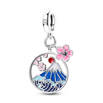925 Sterling Silver Japanese Koinobori Senbazuru Mount Fuji Souvenir Pendant Fit Original Charm Bracelets Women DIY Jewelry Gift