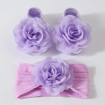 2Pcs Baby Headband Socks Set Baby Girl Flower Headbands Rubber Soles Anti Slip Socks Infant Toddler Turban Girl Hair Accessories