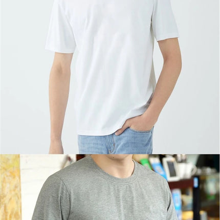 2PCS 100% Cotton Solid T-Shirts Men's and Women's Short Sleeve White Tees Casual Breathable Loose Round Neck T-shirt Couple Tops
