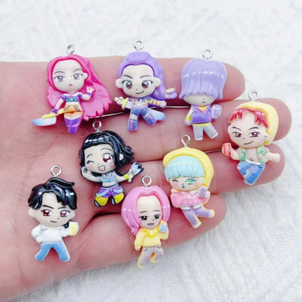 10pcs resin cartoon character jewelry earrings necklaces bracelets pendants DIY accessories