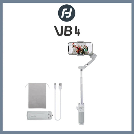 FeiyuTech VB4 Face Tracking Cell Phone Gimbal Stabilizer for Vlogging iPhone 17 Pro Max Samsung Galaxy, Built-in Selfie Stick