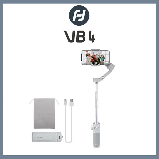 FeiyuTech VB4 Face Tracking Cell Phone Gimbal Stabilizer for Vlogging iPhone 17 Pro Max Samsung Galaxy, Built-in Selfie Stick