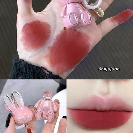 Gege Bear Pink Rabbit Velvet Matte Lip Cream Black Rabbit Water light lip glaze matte mirror pendant lipstick lip gloss