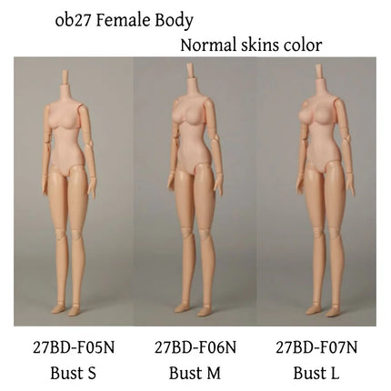 Obitsu BJD/OB Doll 27 Body Ob27 Body Doll Female BUST S M L Obitsu Body Blythe White Muscle Normal Muscle Body Blythe