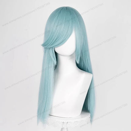 60cm Long Straight Cosplay Synthetic Wig With Bangs Golden Yellow Green Blonde Purple Heat Resistant Hair Anime Wigs + Wig Cap
