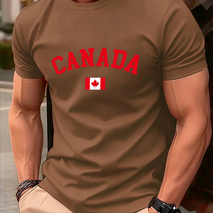 Canada Text With Flag Printed Cotton T-Shirts Men's Summer Short Sleeve T Shirt Soft Oversized O-Neck Tops Basic Men's Clothes