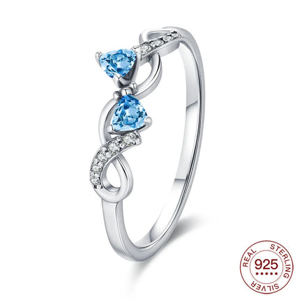 New Rings 925 Silver Ring Original Five-Petal Clover Blue Lotus Ring For Women Luxury Zircon Simple Finger Ring Jewelry Gifts