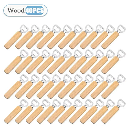 1-40PCS Wooden Handle Beer Bottle OpenerWooden Beer Bottle OpenerSolid Wood Beer Bottle OpenerStainless Steel Beer Bottle Opener