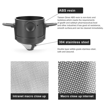 Folding Portable Hand Brewed Coffee Dripper Cone, for Drip Coffee and Tea with Stainless Steel Holder, No Filter Paper Ultra Fin