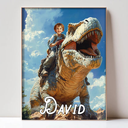 1pc personalized customization, give your child a dinosaur ride, frameless canvas painting, gift for children