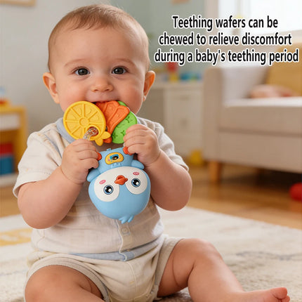 Infant Musical Educational Teethers and Rattles for Boys and Girls, to Chew and Play, Colorful Cartoon Designs
