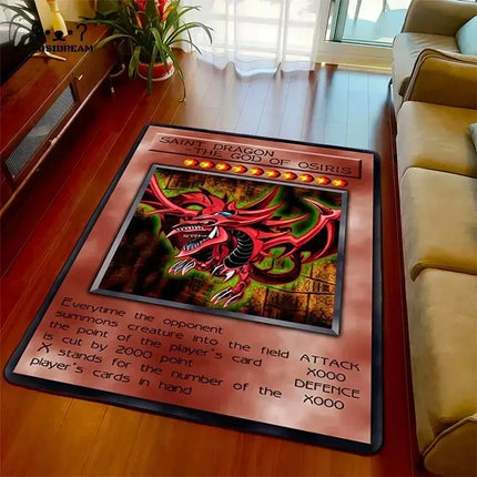 Yu-Gi-Oh Blue Eyes White Dragon Anime Non-slip Carpet Cartoon Floor Mat for Living Room Bedroom Decorative Area Rug Perfect Gift
