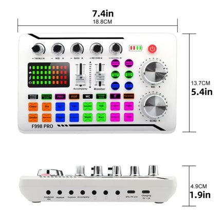 F998 Pro Sound Card Professional Bluetooth-Compatible Studio Record For Phone PC Audio Mixing Console Amplifier