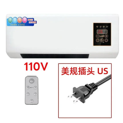 110V Wall Mounted Electric Heater Bathroom Hot Cool Fan Heater Remote Control Indoor Space Warmer for Bedroom Home Office
