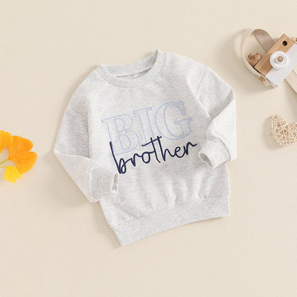 2024-05-27 Lioraitiin Girls Boys Sweatshirts Sister Brother Matching Clothes Letter Embroidery Crew Neck Long Sleeve Pullovers