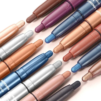 12 Colors Pearly Eyeshadow Stick Waterproof Glitter Matte Nude Eye Shadow Pencil High Pigmented Shimmer Eyeshadow Makeup Tool