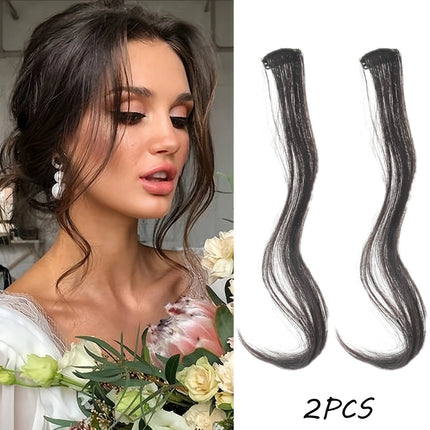 2PC synthetic Bangs Wig Hair Extensions Curly Clip-on Hair Front Side Long Wavy Blone Bangs With Clip Invisible Fringe Fake Hai