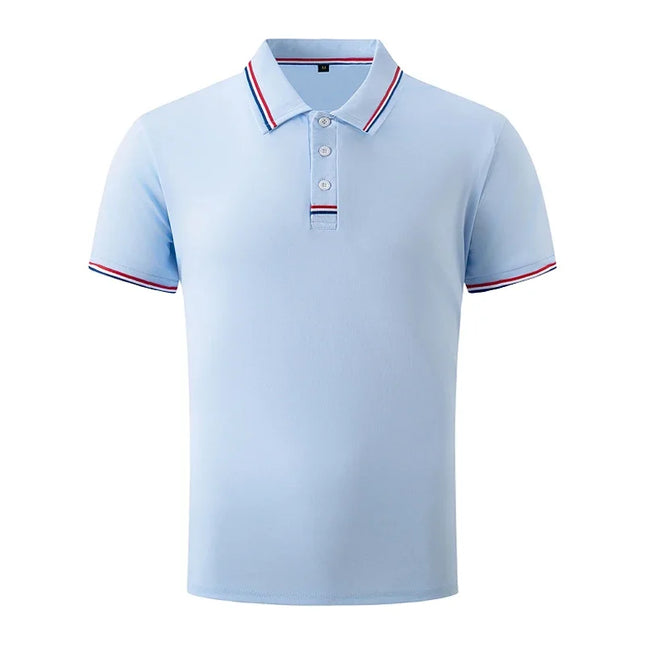 Men's Quick-Drying Solid Color Polo Shirt Summer Elastic Collared Short-Sleeved Sports T-Shirt for Active Wear