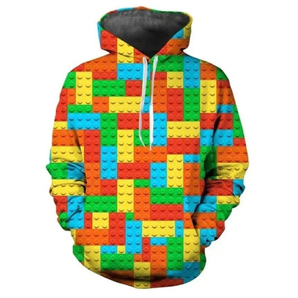 Toy Building Blocks 3D Printed Pop Hoodies For Men Clothing Toys Graphic Women Hooded Sweatshirts Mens Fashion Cool Pullovers