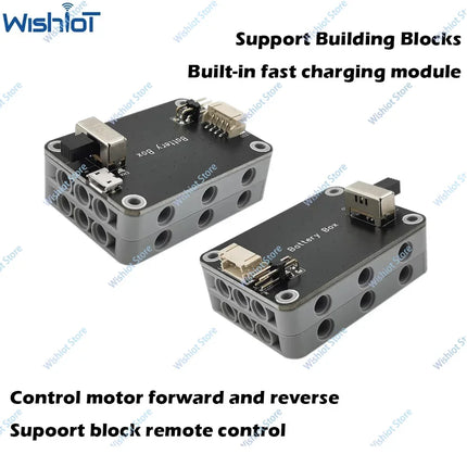 MOC Rechargeable 9V Battery Box Power Output Support M/L/XL Motor Forward/Reverse Control Compatible with Legoeds Building Block