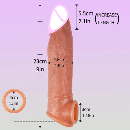 Silicone Peni Sleeve Realistic Penis Enlarger Sleeve Male Dildo Sleeve with Cock Ring Men Penis Cover Prolong ejaculati Sex Toys