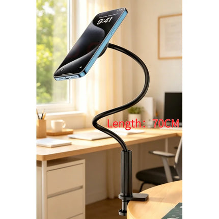 Flexible magnetic phone stand, bendable gooseneck for ideal viewing angles. Durable design for daily home entertainment.
