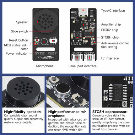 Yahboom AI Voice Interaction Module High-precision Recognition Broadcasts Intelligent Programmable Sound Sensor for Robot Toys