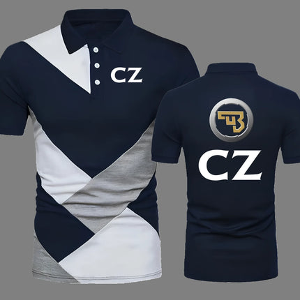 2025 CZ Ceska Zbrojovka Men's Polo Shirt Summer Golf Contrast Color Breathable Polos Shirt Contrast Color Slim Fit Top Clothing
