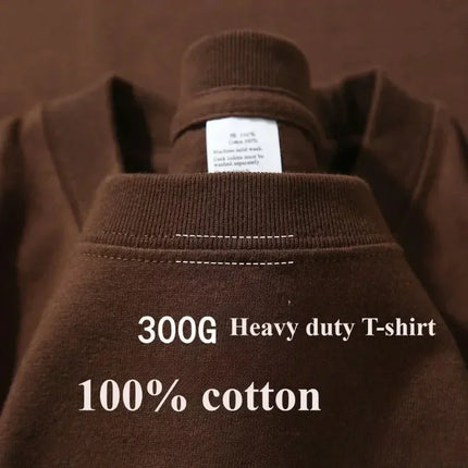 Summer Cotton Heavy Duty 300gsm American Pure Cotton Short Sleeve T-shirt Men's Casual Base Top Oversized T-shirt