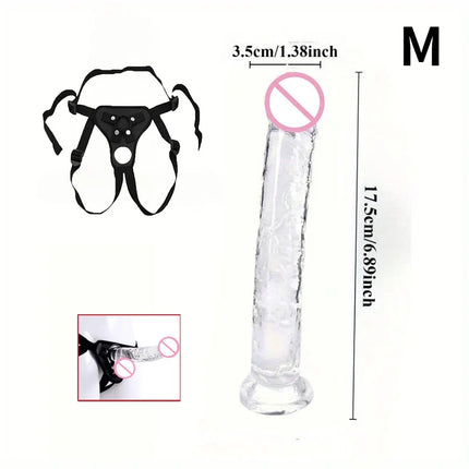 Realistic Wearable Strap On Clear Dildo Masturbator Strong Suction Cup G-spot Adult Sex Toy Suitable for Female and Male Couples