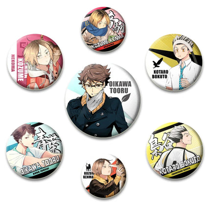 32/44/58mm Anime Haikyuu Snap-in Button Pins Figure Icon Badge  Round Handmade Brooches Breastpin for Backpack Clothes