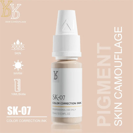 YDPMU 10ML Skin Camouflage Pigment Semi Permanent Makeup Tattoo Ink for Scar Vitiligo Stretch Mark Conceal Restore Skin Tones