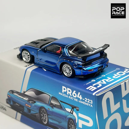 POPRACE 1:64 Chrome blue RX7 FD3S RE alloy car model 223
