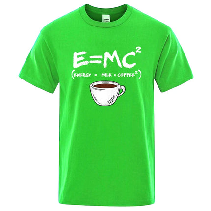 Summer Men's T-shirt 100% Cotton Casual Funny Energy=Milk+Coffee Print Men Cool Loose O-neck Tops For Men Short Sleeve Male Tees