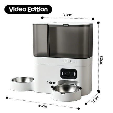 Large-capacity two-in-one smart pet feeder and water dispenser combination with dual-band WiFi camera APP  remote scheduled feed