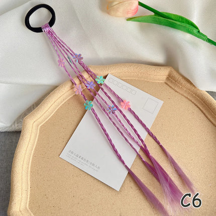 Synthetic Kids Colorful Wig Ponytail Headbands Rubber Bands Small Braids Hair Extension Hair Band Headwear Kids Hair Accessories
