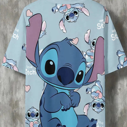 Disney Lilo & Stitch 3D Print T-shirt Men Women Casual Short Sleeve Crew Neck Summer Tee