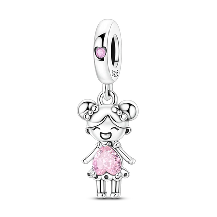 2026 Romantic Pink Color Charms Bead 925 Sterling Silver CZ Zircon Love Heart Pendants Fit Original Bracelet DIY Jewelry Gift