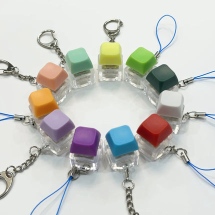 LED Keyboard Key Chain Toy Stress Relief DIY Button Finger Keyboard Caps Toy Small Gifts Small Gadgets Keychains