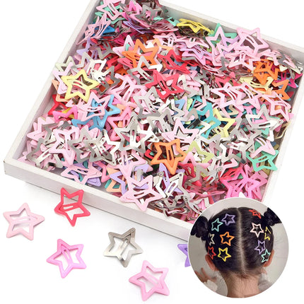50pcs Colorful Star BB Hair Clips Girls Y2K Cute Star Barrettes Women Simple Metal Snap Clip Headdress Hair Jewelry Accessories