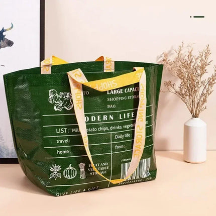 Foldable Reusable Eco Shopping Tote Bag for Women, Large Grocery Produce Bag with Pocket, Lightweight Durable Handbag