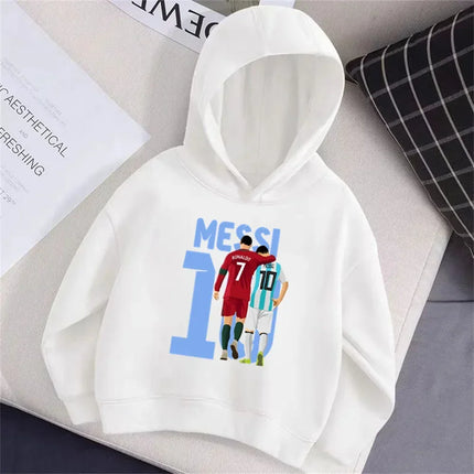 Autumn Soccer Star Messi Cartoon Printed Children's Hoodie Long-sleeved Sweatshirt Casual Top for Boys and Girls Kid Pullover